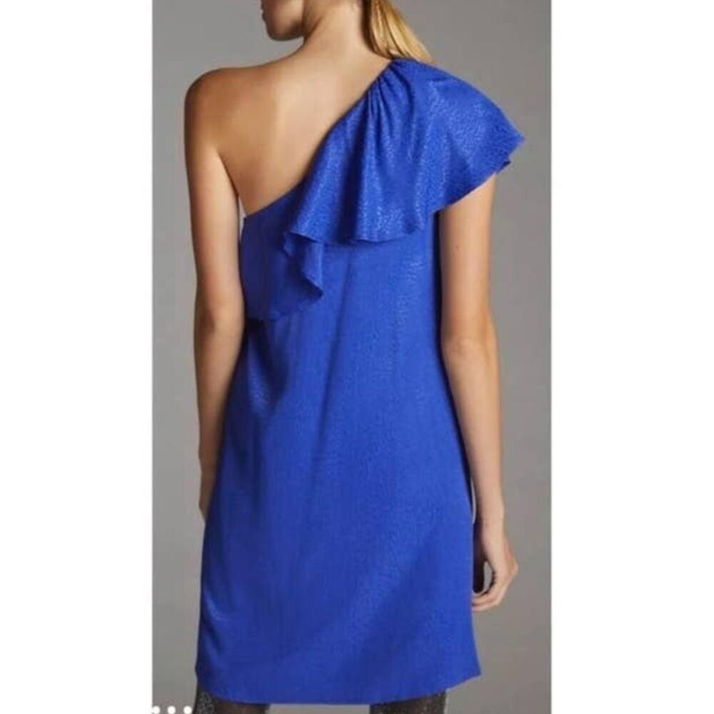 NWT Anthropologie Ruffled One-Shoulder Mini Dress‎ Size 4P - Picture 2 of 14